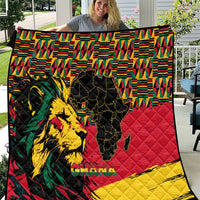 Ghana Lion Quilt - Map & Coat of Arms Grunge Style Design