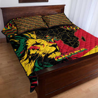 Ghana Lion Quilt Bed Set - Map & Coat of Arms Grunge Style Design
