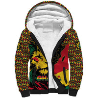 Ghana Lion Sherpa Hoodie - Map & Coat of Arms Grunge Style Design