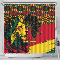 Ghana Lion Shower Curtain - Map & Coat of Arms Grunge Style Design