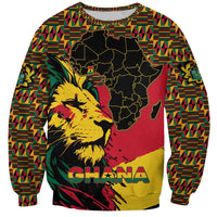 Ghana Lion Sweatshirt - Map & Coat of Arms Grunge Style Design