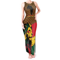 Ghana Lion Tank Maxi Dress - Map & Coat of Arms Grunge Style Design
