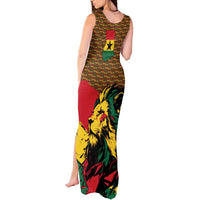 Ghana Lion Tank Maxi Dress - Map & Coat of Arms Grunge Style Design
