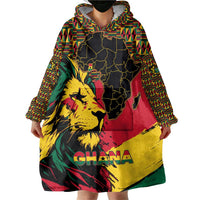 Ghana Lion Wearable Blanket Hoodie - Map & Coat of Arms Grunge Style Design