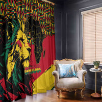 Ghana Lion Window Curtain - Map & Coat of Arms Grunge Style Design