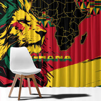 Ghana Lion Window Curtain - Map & Coat of Arms Grunge Style Design