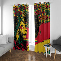 Ghana Lion Window Curtain - Map & Coat of Arms Grunge Style Design