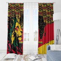 Ghana Lion Window Curtain - Map & Coat of Arms Grunge Style Design