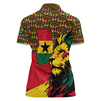 Ghana Lion Women Polo Shirt - Map & Coat of Arms Grunge Style Design