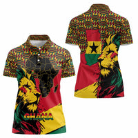 Ghana Lion Women Polo Shirt - Map & Coat of Arms Grunge Style Design