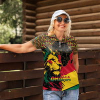 Ghana Lion Women Polo Shirt - Map & Coat of Arms Grunge Style Design