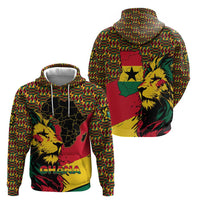Ghana Lion Zip Hoodie - Map & Coat of Arms Grunge Style Design