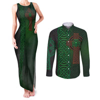 Ireland Celtic Knot and Clover Design Couples Matching Tank Maxi Dress and Long Sleeve Button Shirt