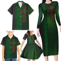Ireland Celtic Knot and Clover Design Family Matching Long Sleeve Bodycon Dress and Hawaiian Shirt
