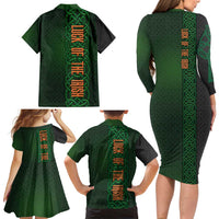 Ireland Celtic Knot and Clover Design Family Matching Long Sleeve Bodycon Dress and Hawaiian Shirt