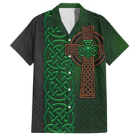Ireland Celtic Knot and Clover Design Family Matching Off The Shoulder Long Sleeve Dress and Hawaiian Shirt