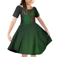 Ireland Celtic Knot and Clover Design Family Matching Off Shoulder Short Dress and Hawaiian Shirt