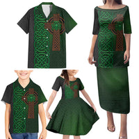 Ireland Celtic Knot and Clover Design Family Matching Puletasi and Hawaiian Shirt