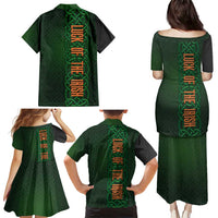 Ireland Celtic Knot and Clover Design Family Matching Puletasi and Hawaiian Shirt