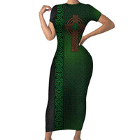 Ireland Celtic Knot and Clover Design Family Matching Short Sleeve Bodycon Dress and Hawaiian Shirt