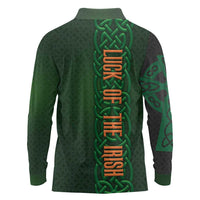 Ireland Celtic Knot and Clover Design Long Sleeve Polo Shirt