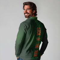Ireland Celtic Knot and Clover Design Long Sleeve Polo Shirt