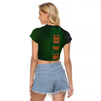 Ireland Celtic Knot and Clover Design Raglan Cropped T Shirt