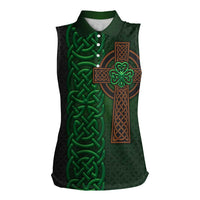 Ireland Celtic Knot and Clover Design Women Sleeveless Polo Shirt