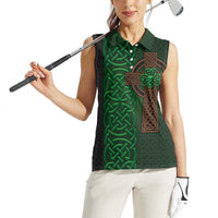 Ireland Celtic Knot and Clover Design Women Sleeveless Polo Shirt