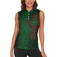 Ireland Celtic Knot and Clover Design Women Sleeveless Polo Shirt
