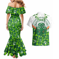 Celtic Knot and Clover Ireland - Inspired Design Couples Matching Mermaid Dress and Hawaiian Shirt