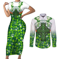 Celtic Knot and Clover Ireland - Inspired Design Couples Matching Short Sleeve Bodycon Dress and Long Sleeve Button Shirt