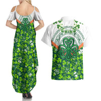 Celtic Knot and Clover Ireland - Inspired Design Couples Matching Summer Maxi Dress and Hawaiian Shirt
