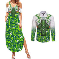 Celtic Knot and Clover Ireland - Inspired Design Couples Matching Summer Maxi Dress and Long Sleeve Button Shirt