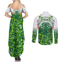 Celtic Knot and Clover Ireland - Inspired Design Couples Matching Summer Maxi Dress and Long Sleeve Button Shirt