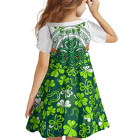 Celtic Knot and Clover Ireland - Inspired Design Family Matching Long Sleeve Bodycon Dress and Hawaiian Shirt