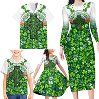 Celtic Knot and Clover Ireland - Inspired Design Family Matching Long Sleeve Bodycon Dress and Hawaiian Shirt
