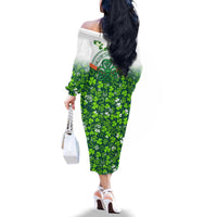 Celtic Knot and Clover Ireland - Inspired Design Family Matching Off The Shoulder Long Sleeve Dress and Hawaiian Shirt