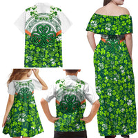 Celtic Knot and Clover Ireland - Inspired Design Family Matching Off Shoulder Maxi Dress and Hawaiian Shirt