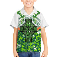 Celtic Knot and Clover Ireland - Inspired Design Family Matching Off Shoulder Short Dress and Hawaiian Shirt