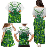 Celtic Knot and Clover Ireland - Inspired Design Family Matching Puletasi and Hawaiian Shirt