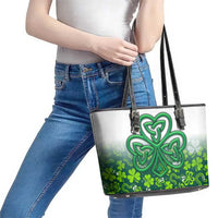 Celtic Knot and Clover Ireland - Inspired Design Leather Tote Bag