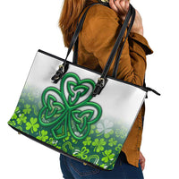 Celtic Knot and Clover Ireland - Inspired Design Leather Tote Bag