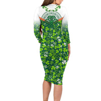 Celtic Knot and Clover Ireland - Inspired Design Long Sleeve Bodycon Dress