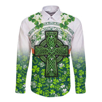 Celtic Knot and Clover Ireland - Inspired Design Long Sleeve Button Shirt