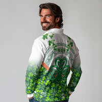 Celtic Knot and Clover Ireland - Inspired Design Long Sleeve Polo Shirt