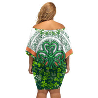 Celtic Knot and Clover Ireland - Inspired Design Off Shoulder Short Dress