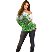 Celtic Knot and Clover Ireland - Inspired Design Off Shoulder Sweater