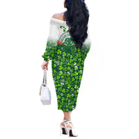 Celtic Knot and Clover Ireland - Inspired Design Off The Shoulder Long Sleeve Dress