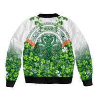 Celtic Knot and Clover Ireland - Inspired Design Sleeve Zip Bomber Jacket